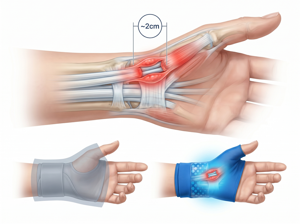 Hits the right 2cm. Not the whole wrist.